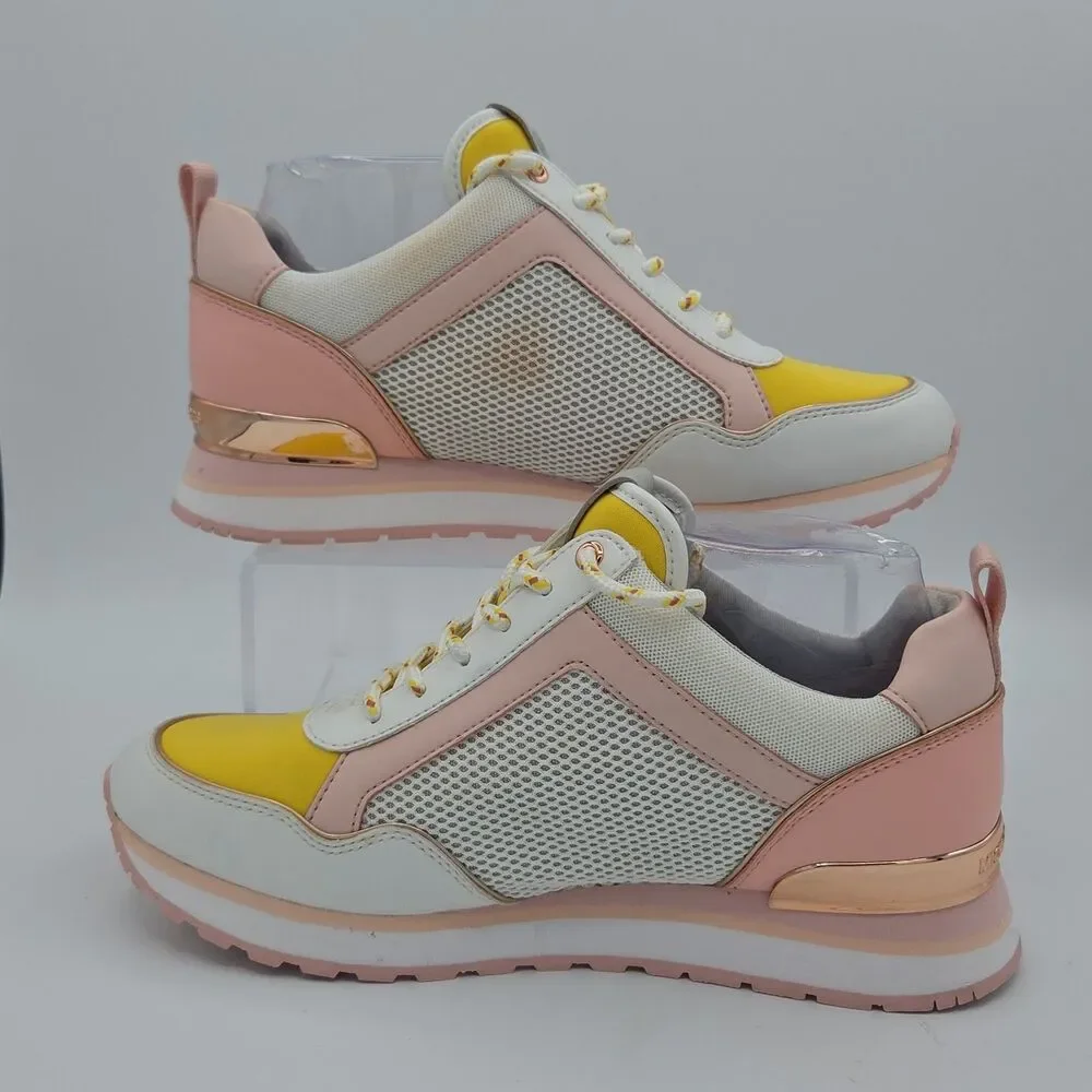 Michael Kors MADDY Trainer Color-Block Mixed-Media Sneakers Womens Size 9 EUC